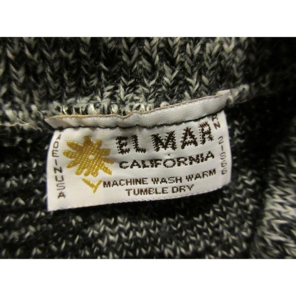 El Mar California Vintage Knit Nordic Sweater Black 70's 80's Ski Sweatshirt - Picture 6 of 6